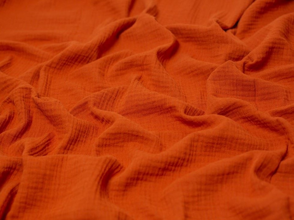 Minerva Core Range Orange Cotton Double Gauze Fabric for Dressmaking, 130cm / 51" Wide - per metre