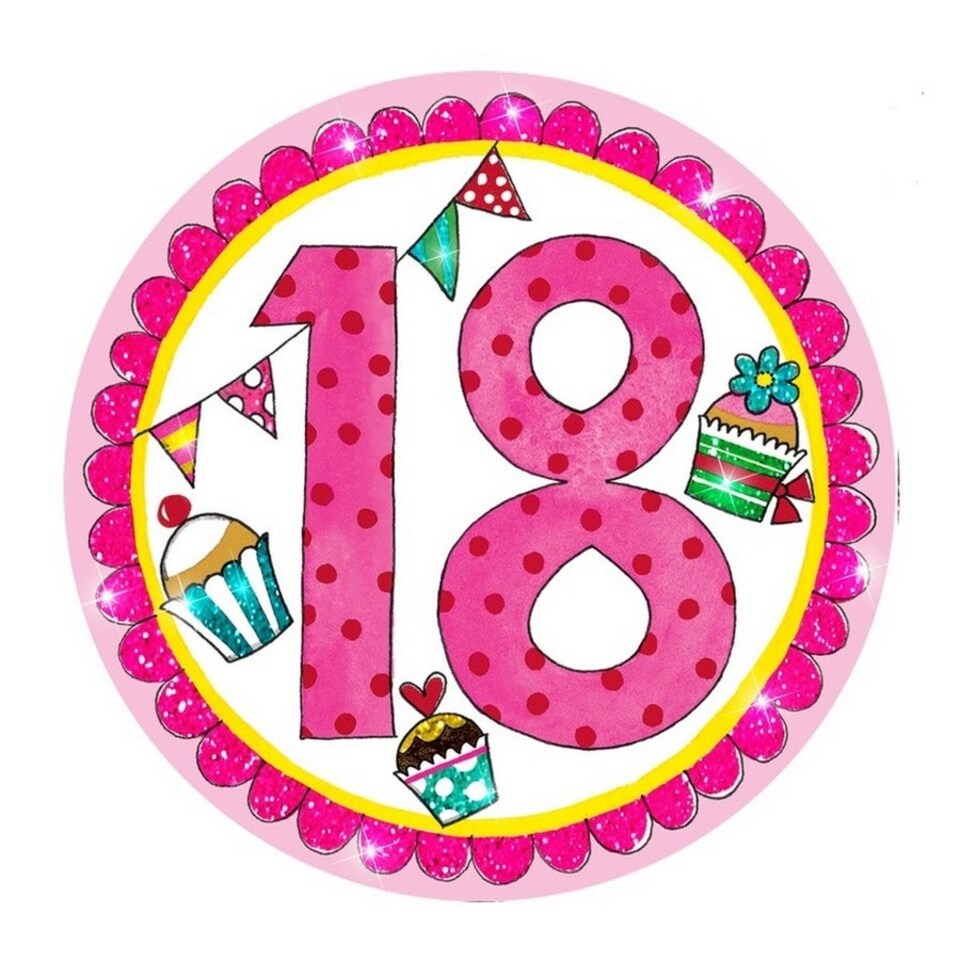 Rachel Ellen Cupcake 18th Badge - Pink/White - One Size