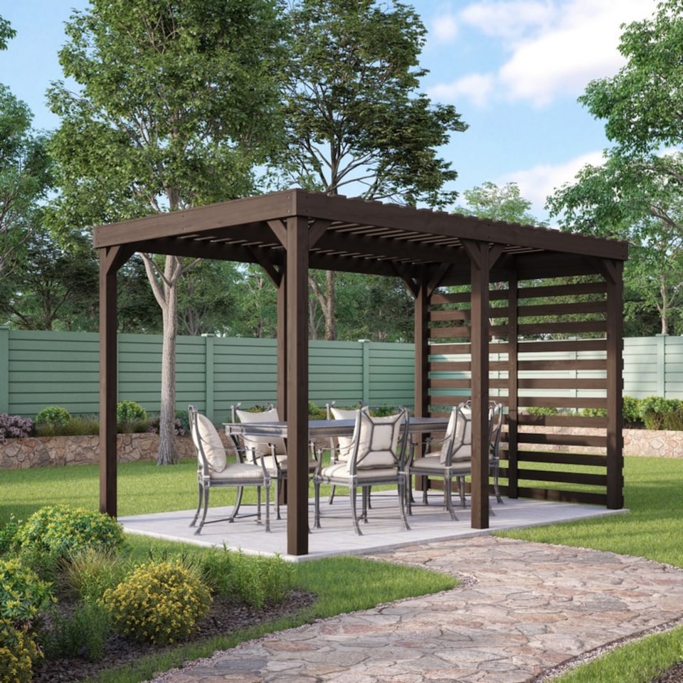 image 1 of Shade Pergola - Wood - L360 x W360 x H270 cm - Rustic Brown