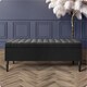 image 1 of 120cm Paris Striped Ottoman Storage Bench- Plush Velvet Shoe Bench - Black Upholstery Footstool with Storage