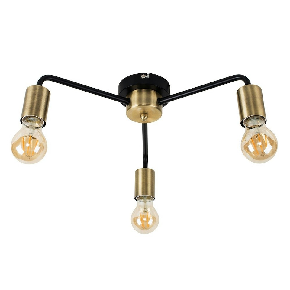 image 1 of ValueLights Connell Matte Black Semi-Flush Light and E27 GLS LED 4W Warm White 2700K Bulb