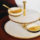image 3 of Empire 2 Tier White Marble And Gold Finish Cake Stand Gold