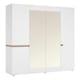 image 1 of Chelsea Bedroom 4 Door Wardrobe with Mirrors in White with a Truffle Oak Trim