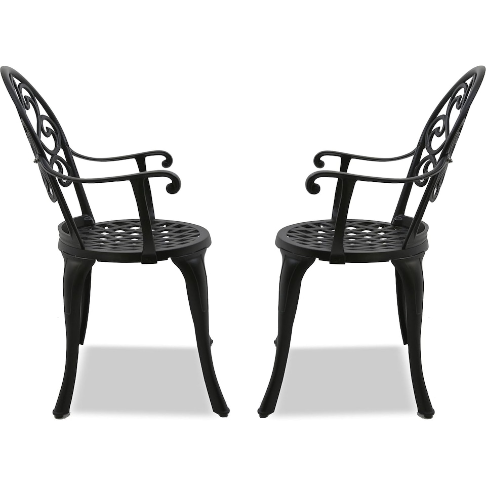 image 1 of Centurion Supports Prego 2-Large Garden and Patio Bistro Chairs with Armrests in Cast Aluminium Black