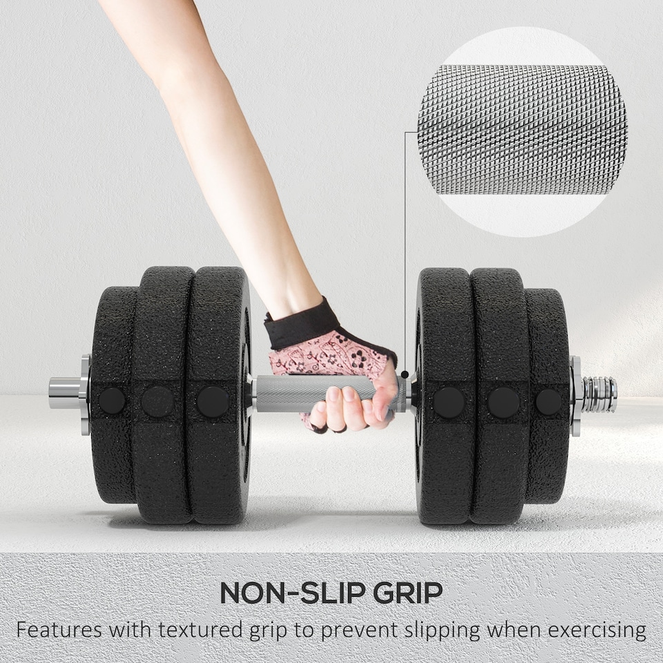 image 1 of HOMCOM 30KG Adjustable Dumbbells Weight Set Hand Weight for Body Fitness