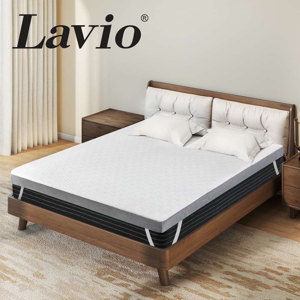 image 1 of Lavio Mattress Topper Memory Foam Dual Layer Hotel Quality Bed Protector | White | King