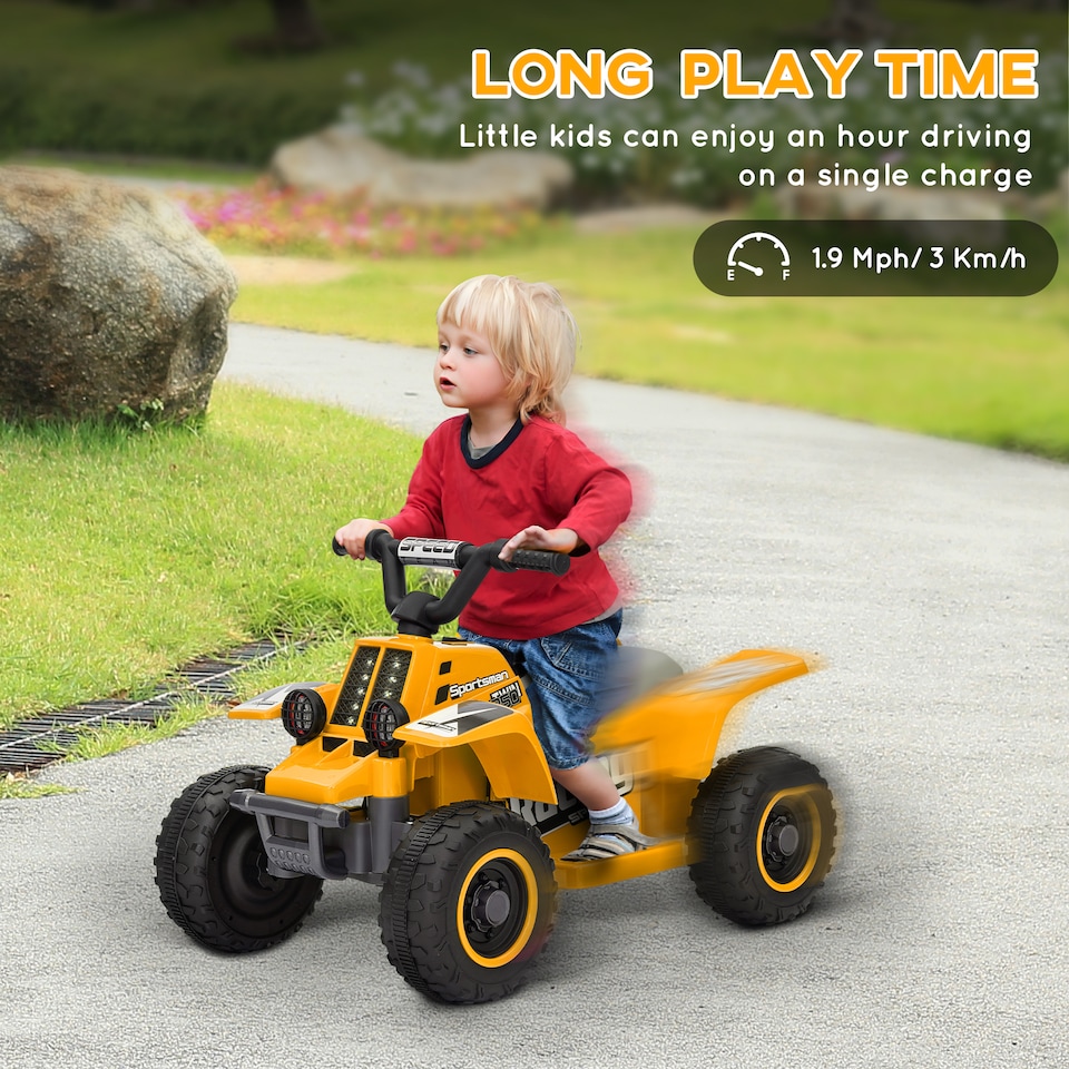 image 1 of AIYAPLAY 6V Electric Quad Bike w/ Forward/Backward, Car for Kids, Yellow