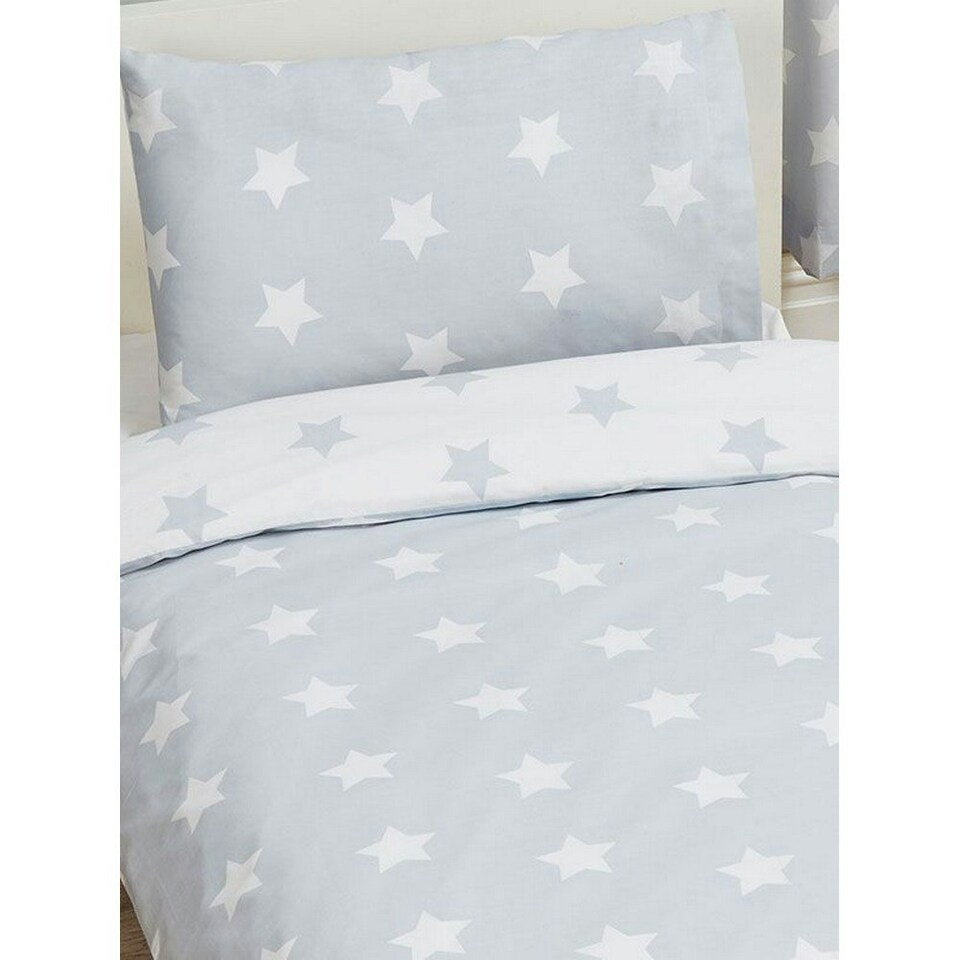 image 1 of Bedding & Beyond Stars Duvet Cover Set - Grey/White - Double Grey | Double