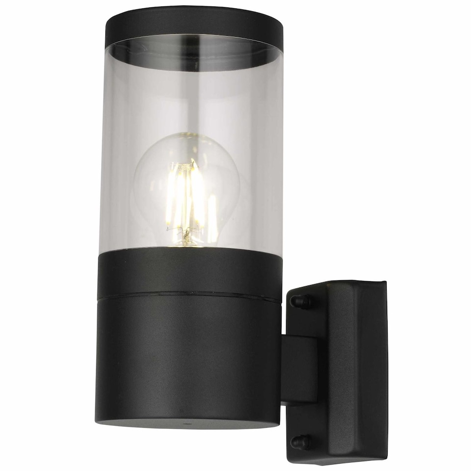image 1 of Set of 2 Storm - Black IP44 Outdoor Wall Lights | Black | Clear | 2