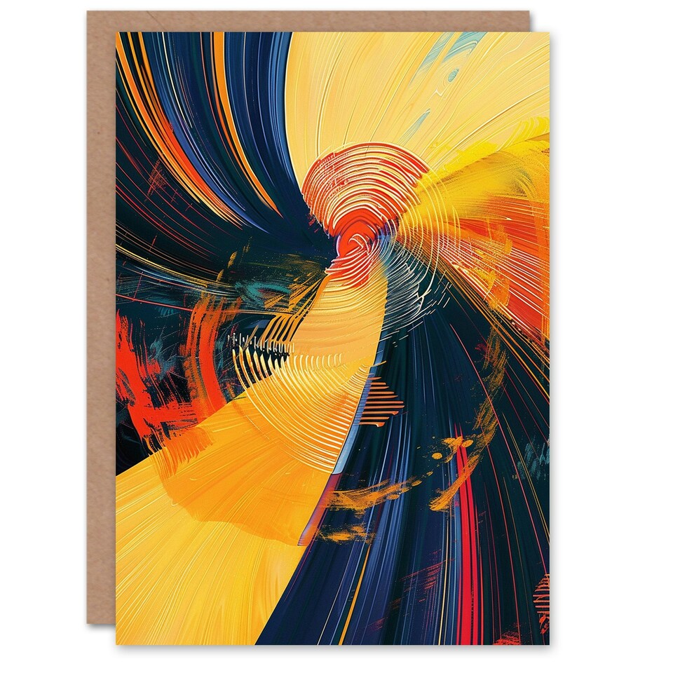 image 1 of Abstract Radial Spin Blur Sunset Oil Arty Birthday Card