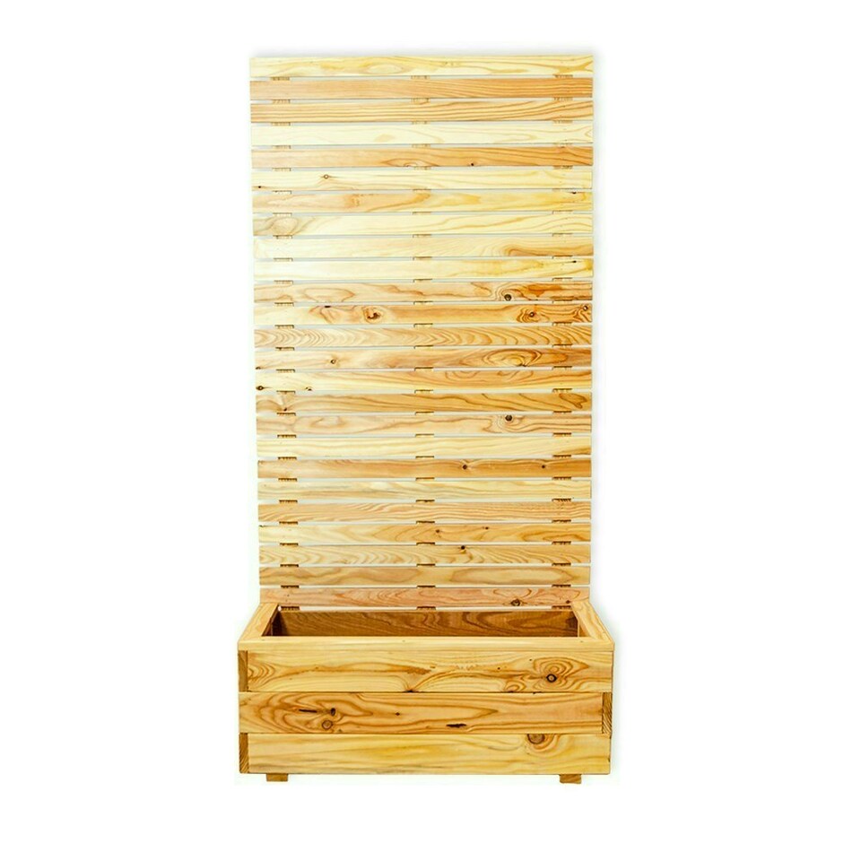 image 1 of Primrose Wooden Trough Planter With Close Style Privacy Trellis N/A