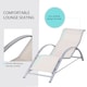 image 3 of Outsunny 3 Pieces Sun Lounger Chair Set, Metal Frame Outdoor Garden Recliner Chairs with Glass Top Side Table and Armrests for Patio, Cream White