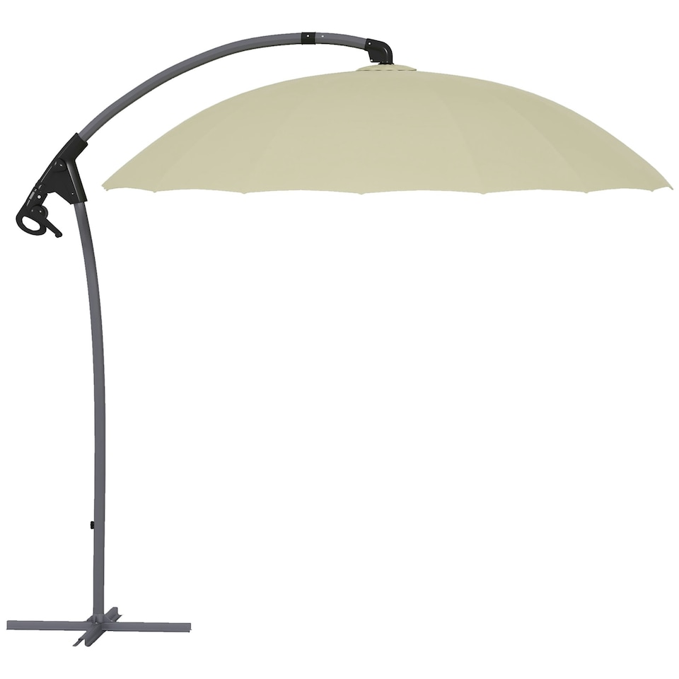 image 1 of Outsunny 2.7m Cantilever Parasol with Cross Base, Crank Handle, Beige