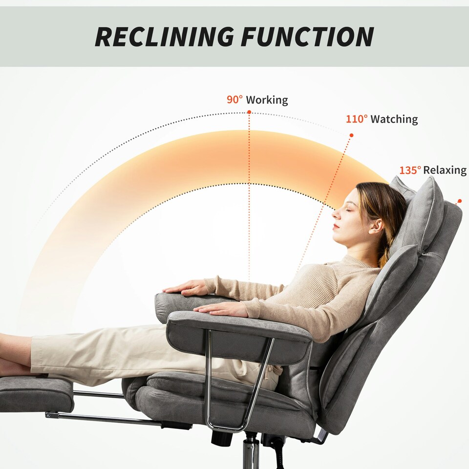 image 1 of HOMCOM Office Chair, High Back Leathaire Desk Chair for Home, Grey | Grey | One Size