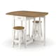 image 1 of Corona Oval Breakfast Drop Leaf Gateleg Table and 2 Stool Set - Pine - White/Antique Waxed Pine - Flat Packed White