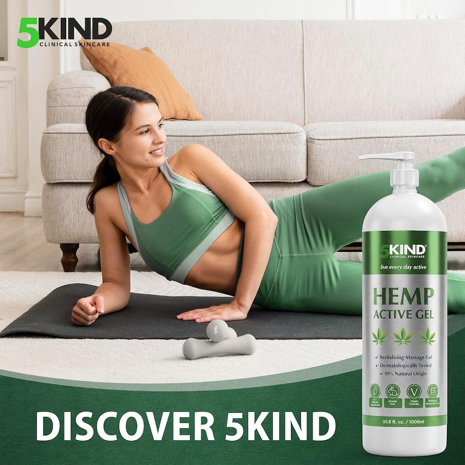 image 1 of 5Kind Hemp Active Gel 1L - Hemp Gel for Refreshing Massage