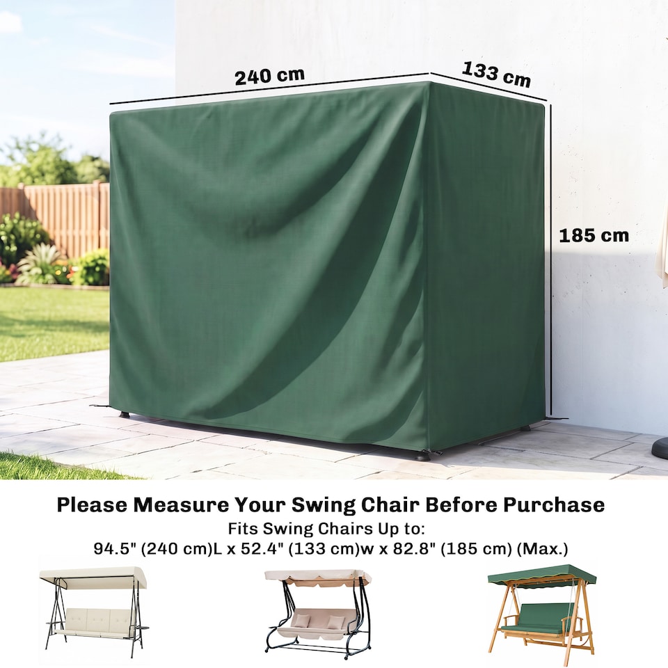 image 1 of Outsunny 240x133cm 3-Seat Outdoor Garden Swing Chair Cover Water UV Resistant