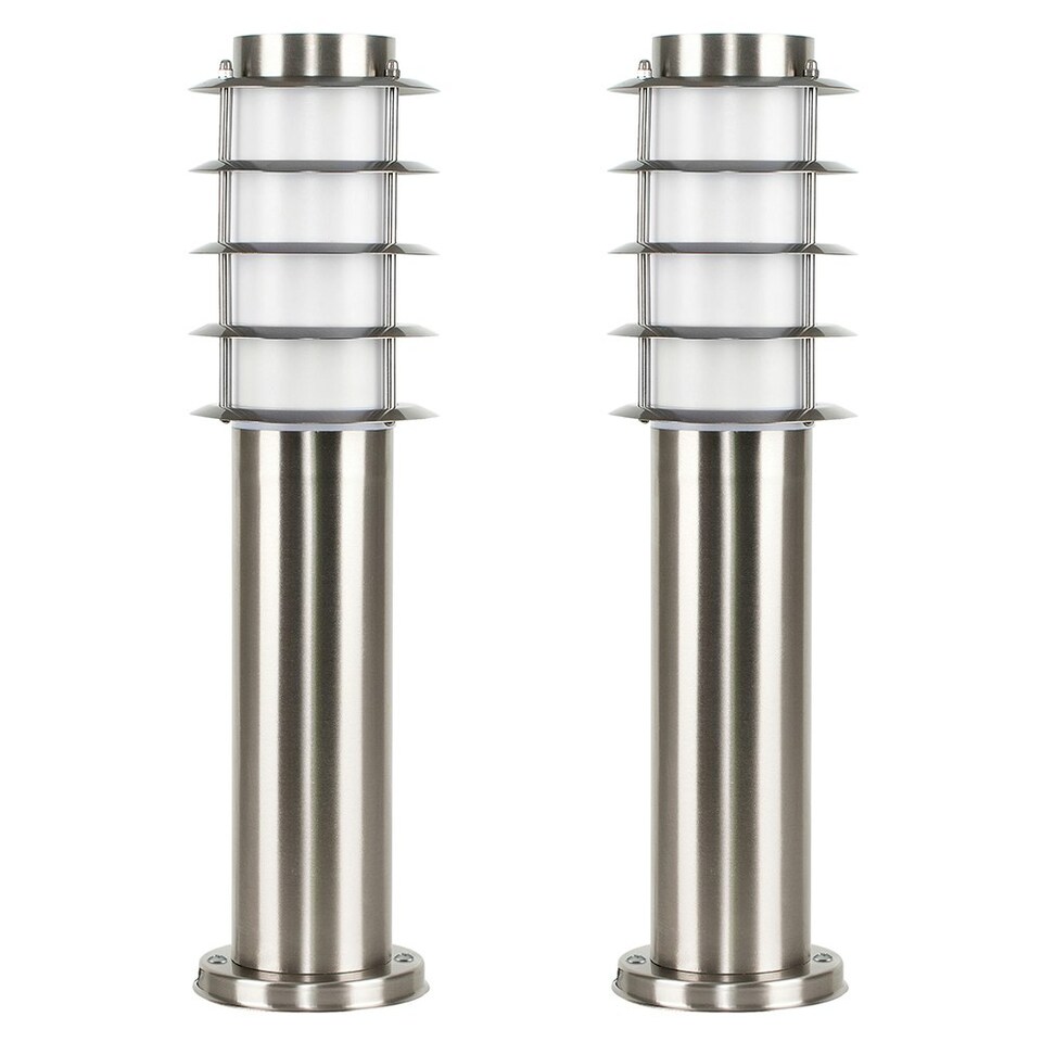 image 1 of ValueLights Wharf Bollard Pair of Silver Outdoor Bollard Light 450mm