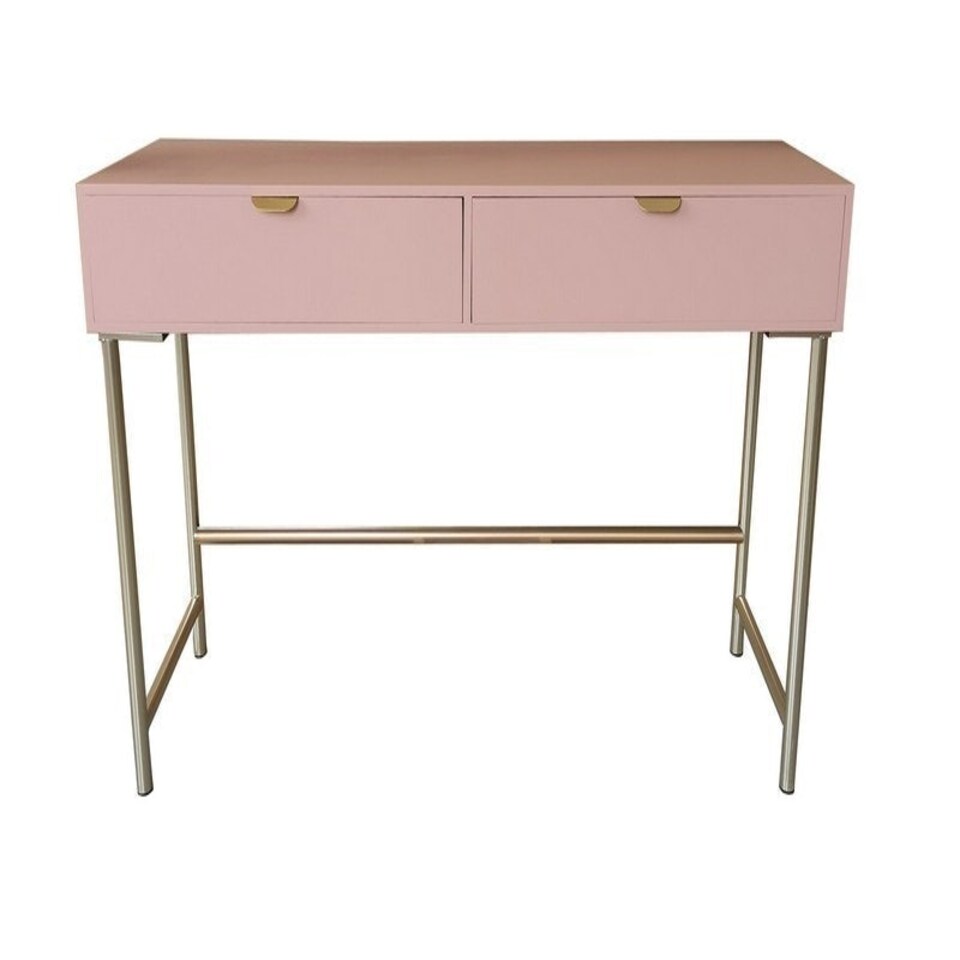 image 1 of 2 Drawer Bedside Table - Wood - L40 x W120 x H76 cm - Pink Pink