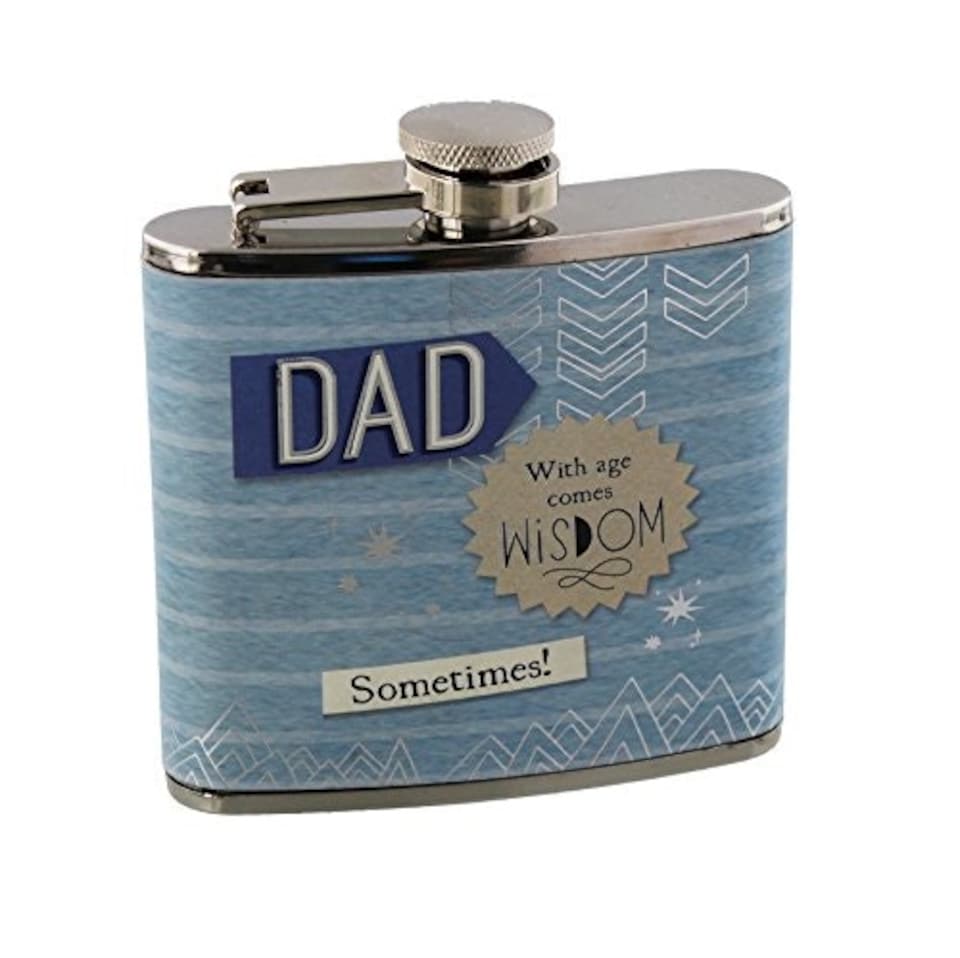 image 1 of DAD HIP FLASK WITH AGE COMES WISDOM SOMETIMES
