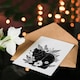 image 4 of Grizzly Bear and Wildflowers Black White Folk Art Birthday Greeting Card