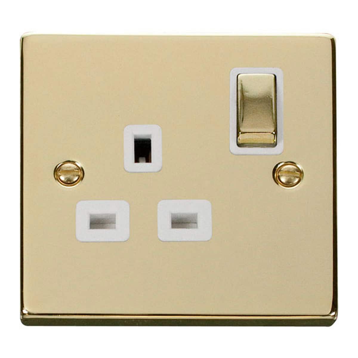 SE HOME Polished Brass 1 Gang 13A DP Ingot Switched Plug Socket Gold Polished Brass