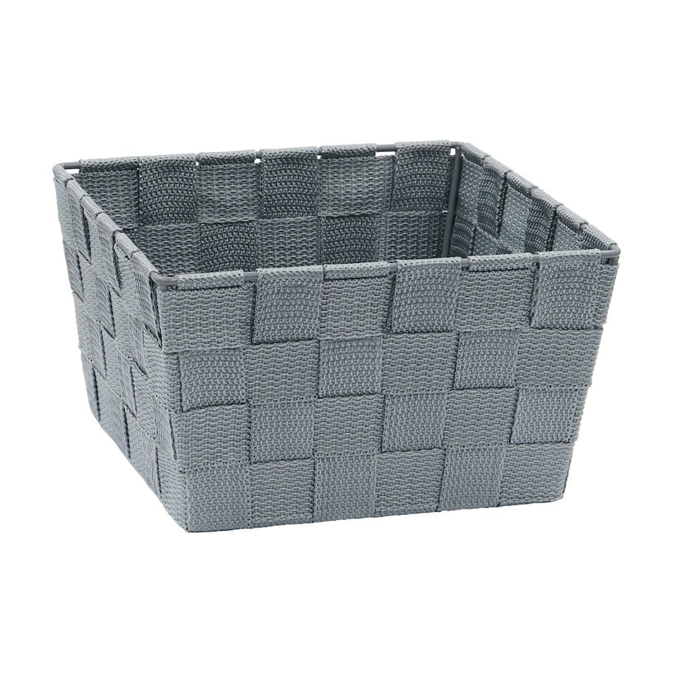 image 1 of JVL Vichy Square Nylon Storage Basket, Grey Grey