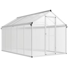 Outsunny 10x6ft Aluminium Greenhouse with Door Window Galvanised Base PC Panel