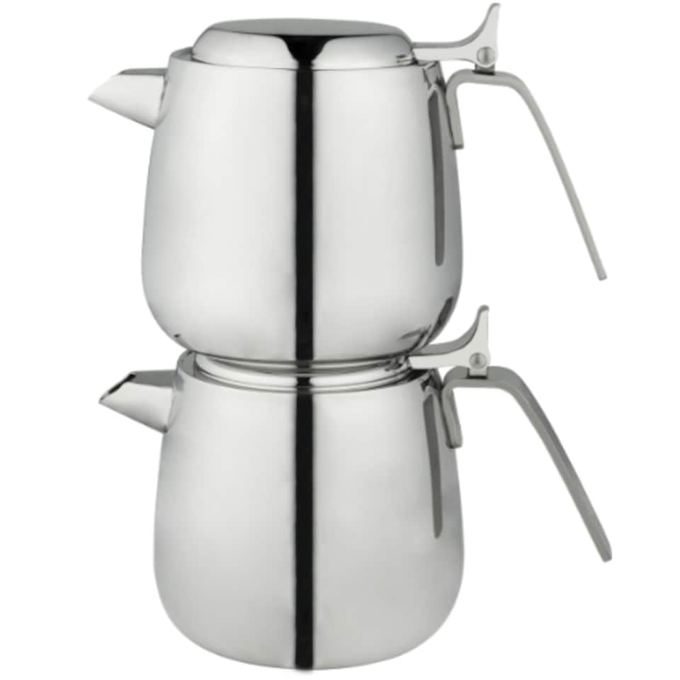 image 1 of Café Stal Babel Teapot, 26oz / 750ml / 2-3 Mugs, Stainless Steel, Stackable