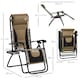 image 5 of Outsunny 2 Pcs Zero Gravity Lounger Folding Recliner Chair Cup Holder Brown