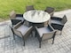 image 1 of Fimous Wicker PE Outdoor Rattan Garden Furniture Arm Chair And Table Dining Sets 6 Seater Large Round Table Dark Grey Mixed
