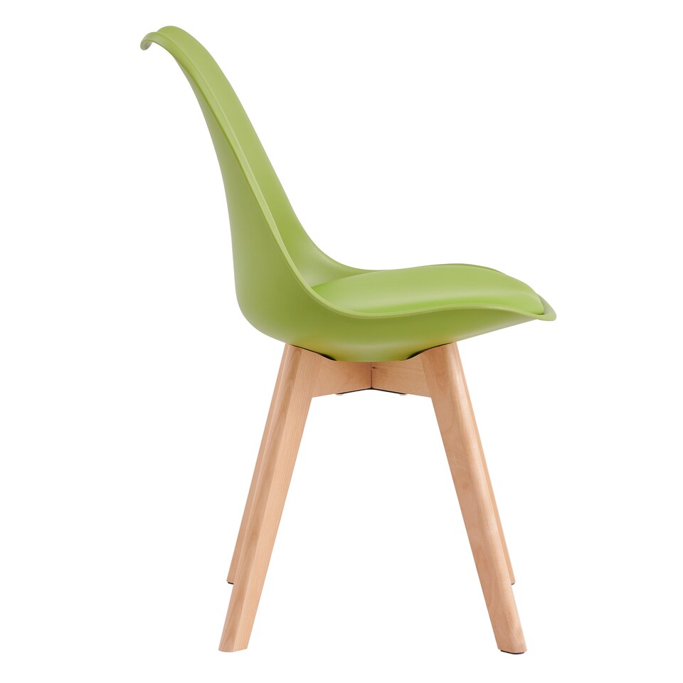 image 1 of Set of 2 Dining Chairs with Solid Wooden Legs and Seat Cushion Pad Green - Eva by MCC