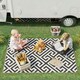 image 2 of Outsunny Reversible Outdoor Rug Plastic Straw RV Camping Mat for Garden Deck Picnic Black | Black and White