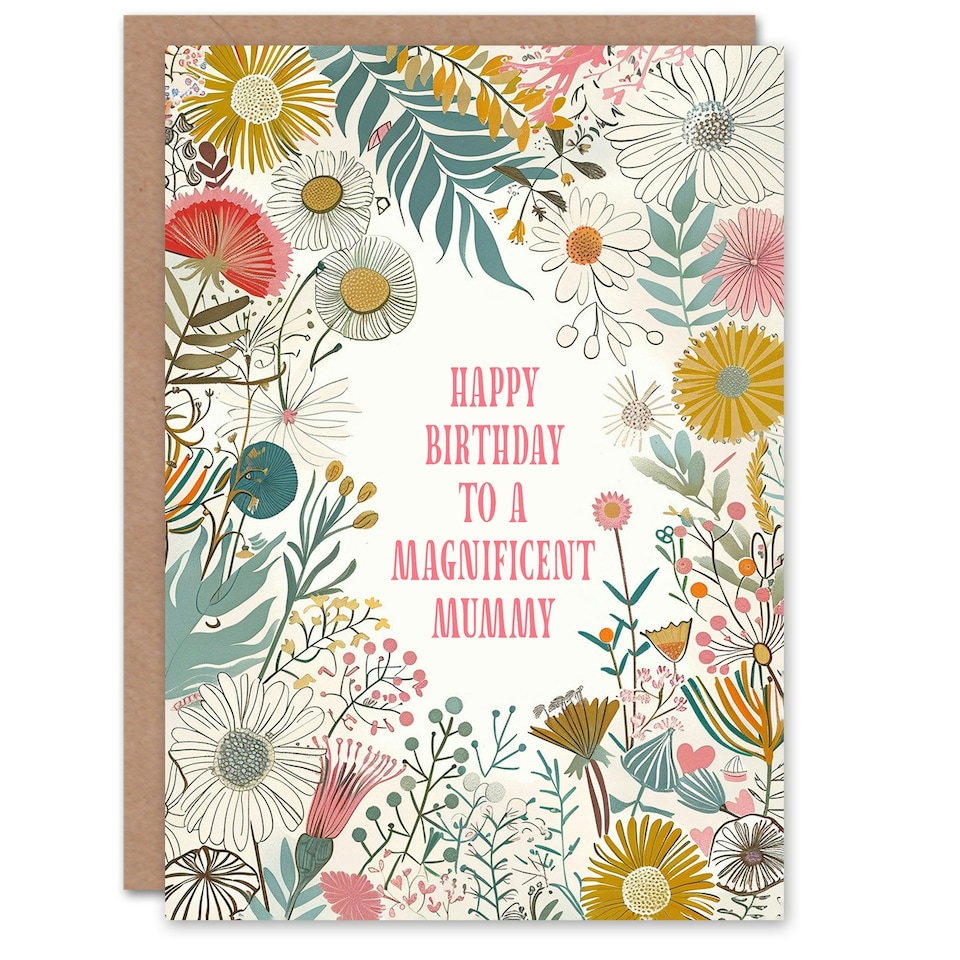 image 1 of Modern Floral Wildflower Boho Elegant Mummy Birthday Card