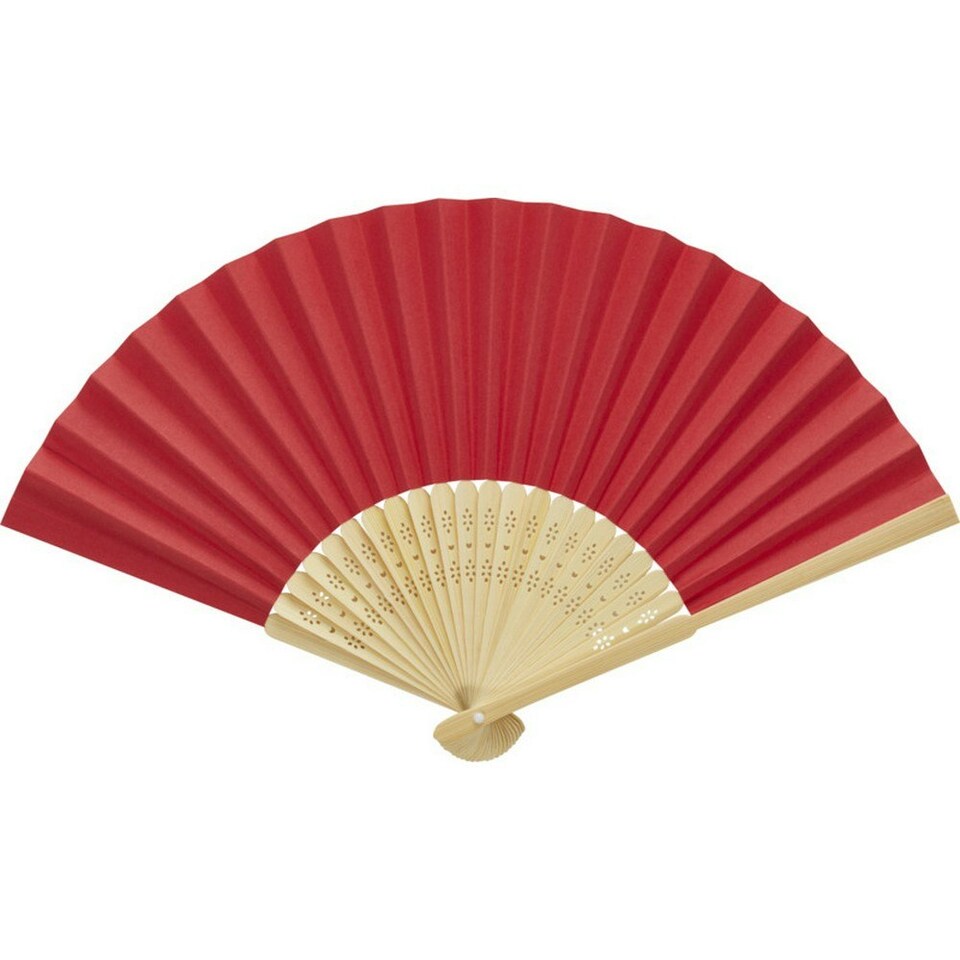 image 1 of Carmen Bamboo Handheld Fan - Red - One Size