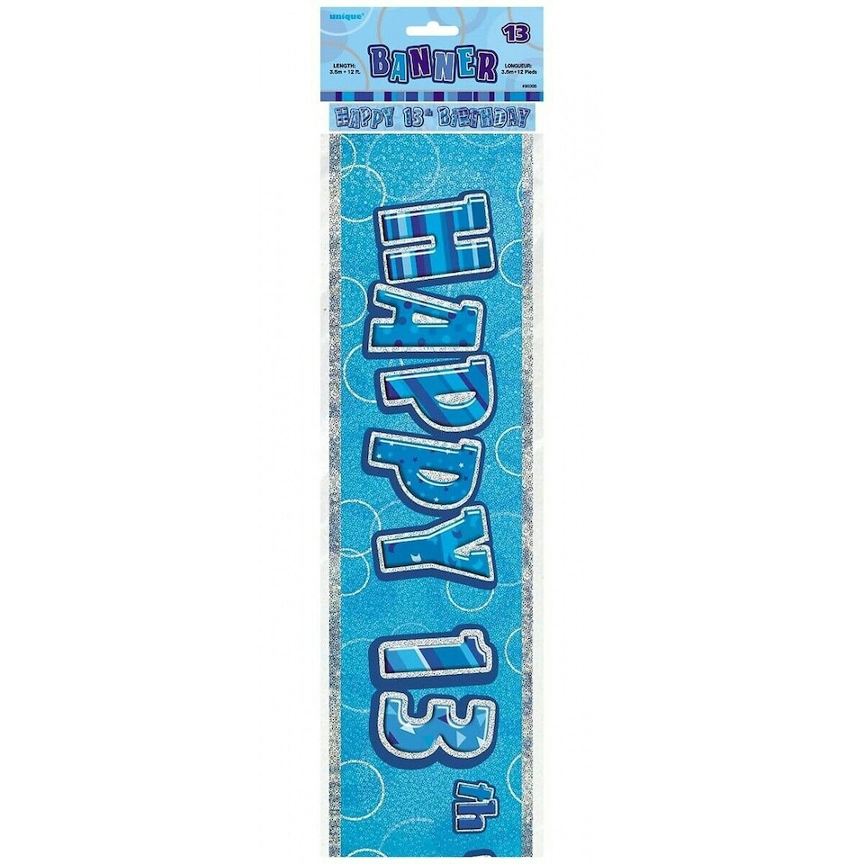Unique Party Foil Glitz 13th Birthday Banner - Blue - One Size