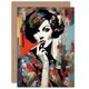image 1 of Femme Fatale Portrait Floral Fashion Vibrant Birthday Card