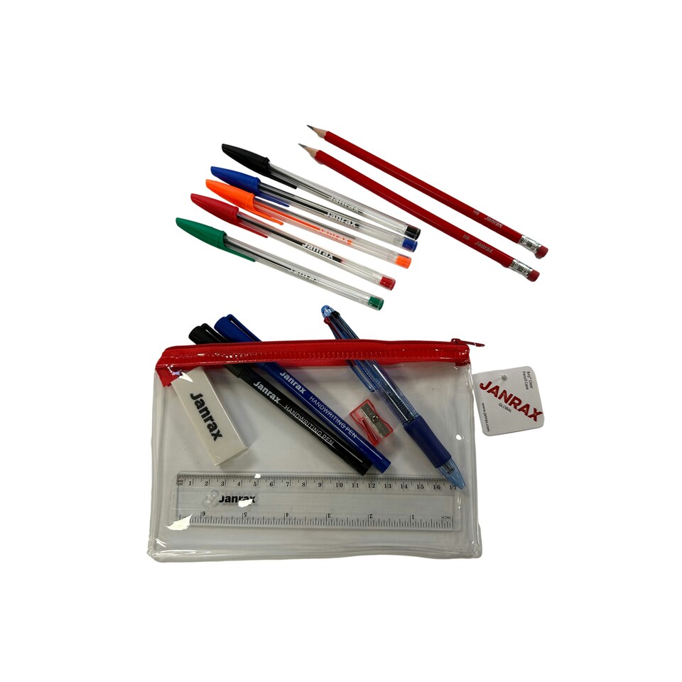image 1 of Stationery Filled Red Zip 8x5" Pencil Case