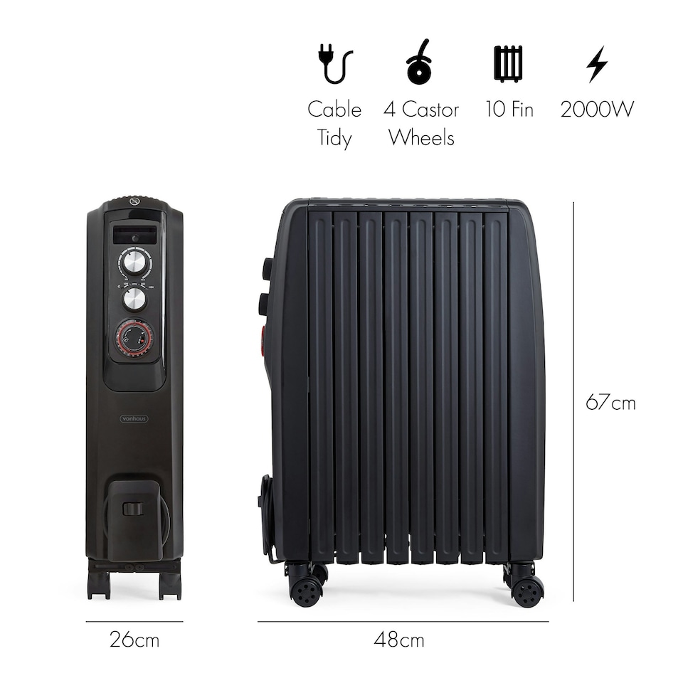 image 1 of VonHaus Oil Filled Radiator Portable Electric Heater