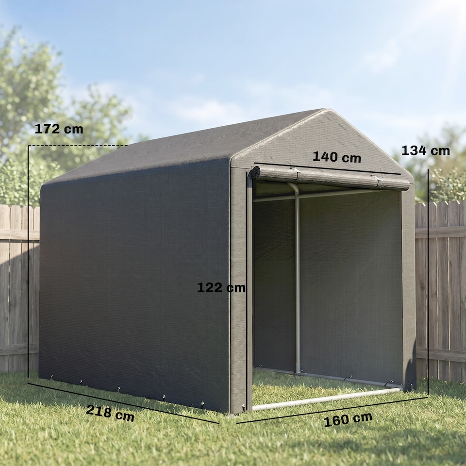 image 1 of Outsunny 1.6 x 2.2m Garden Storage Shed Portable Shed Tent, Dark Grey | Grey | 1