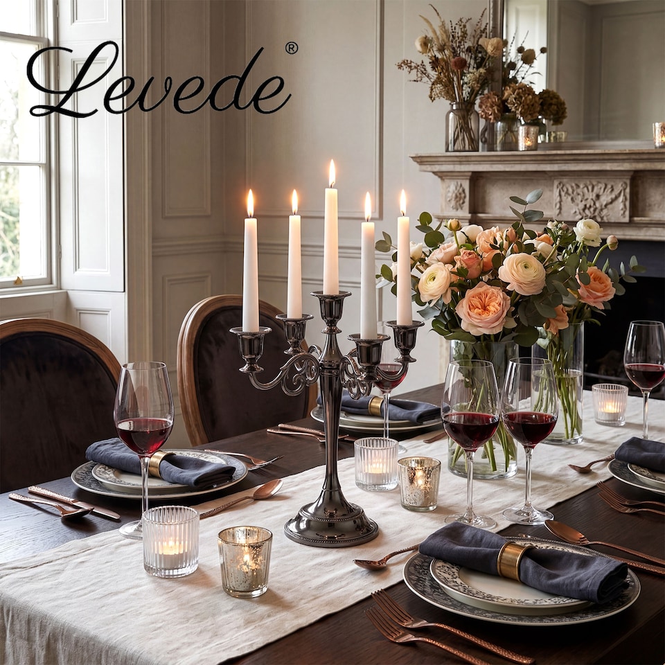 image 1 of Levede Candle Holder 5 Arm Metal Candelabra Black Candlestick Stand Centerpiece