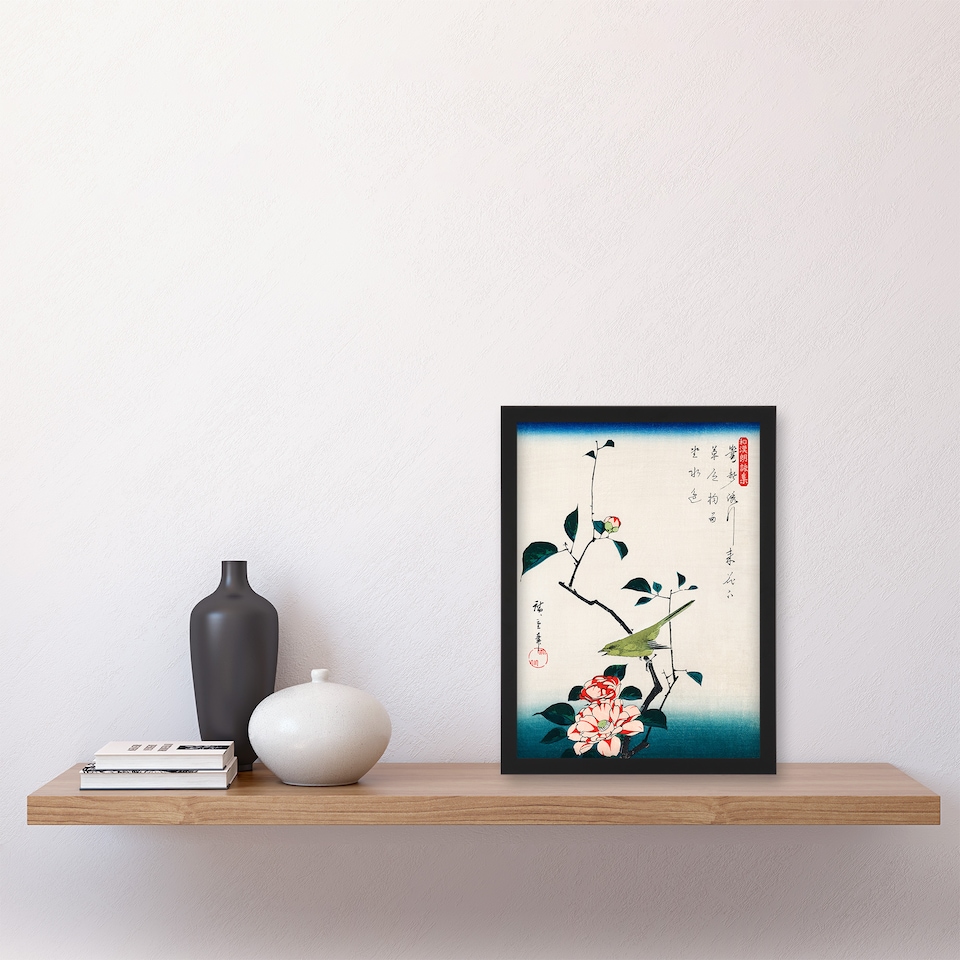 image 1 of Utagawa Hiroshige Framed Wall Art Print Camellia And Nightingale Home Décor