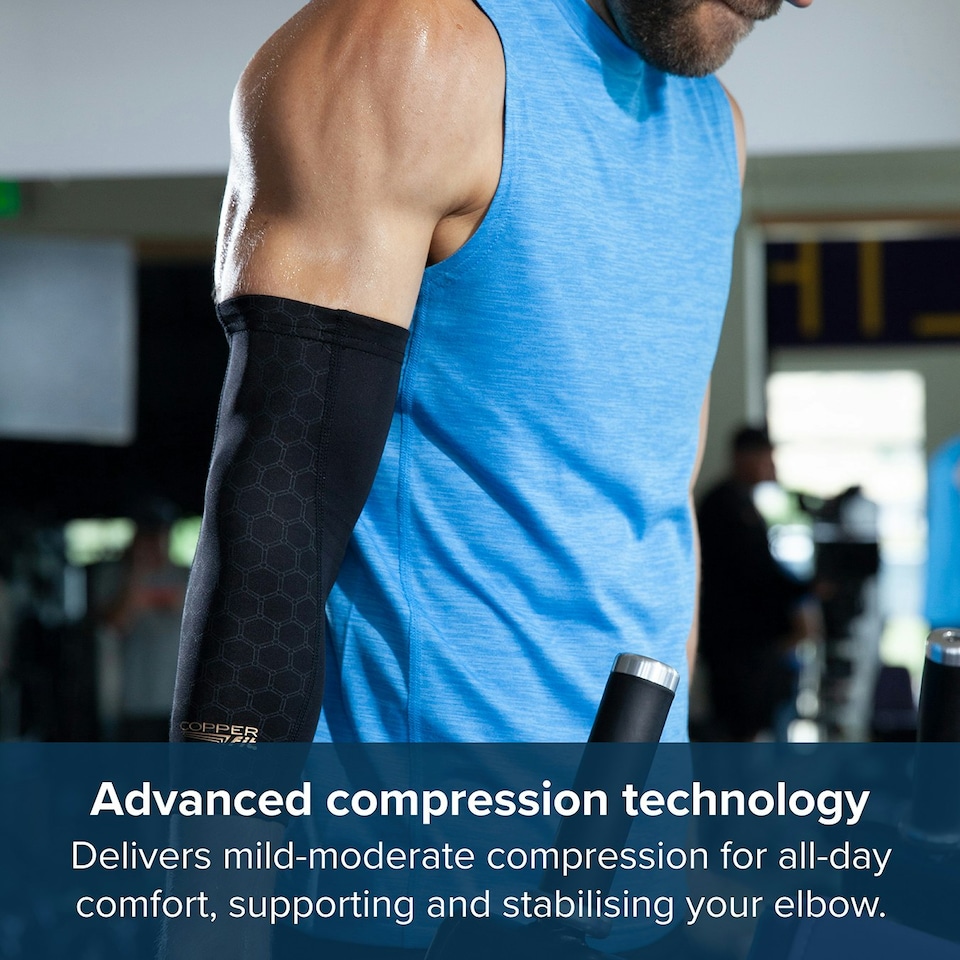 image 1 of Copper Fit Freedom Elbow Compression Sleeve (Large) Black | L