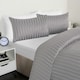 image 3 of OHS Hotel Quality Satin Stripe Duvet Cover and Pillowcase Set, Single - Silver