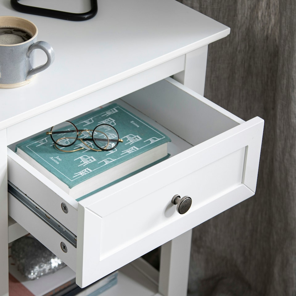 image 1 of Karlstad Bedside Table with Drawer in Classic White | White | 1 Drawer