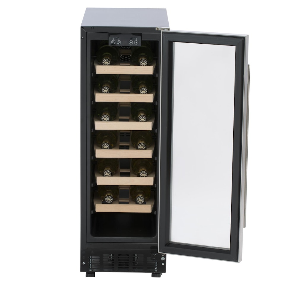 image 1 of SIA WC30SS/1 Undercounter Wine Cooler Fridge, 59L 19 Bottle Capacity, LED Light, Silver Black