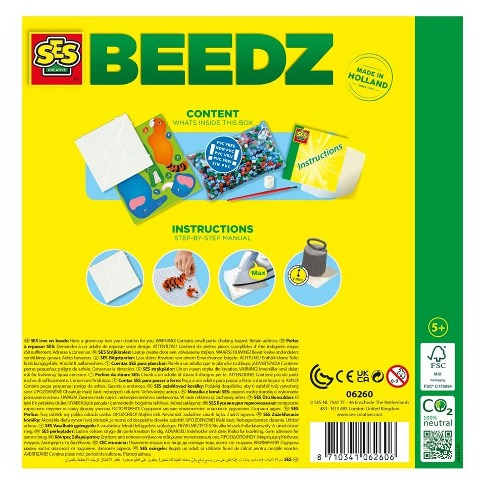image 1 of SES CREATIVE Beedz Safari Animals 2000 Iron-on Beads Mosaic Art Kit
