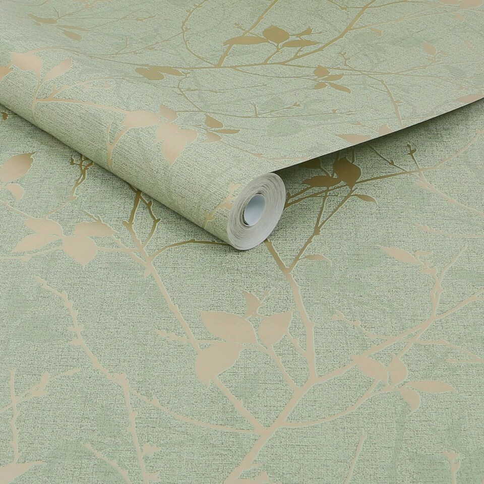 image 1 of Boutique Belle Geometric Sage Green Wallpaper Green | Gold