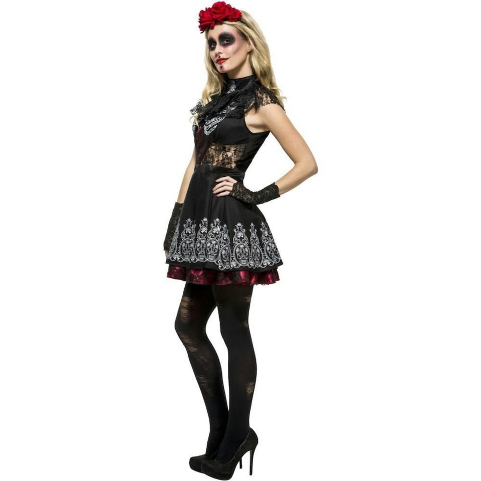 image 1 of Fever Womens/Ladies Day Of The Dead Costume Set - Black - 8 UK - 10 UK One Size