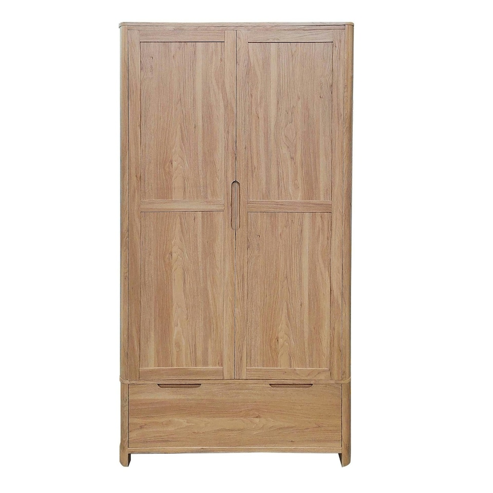 Oak Effect Wardrobe With Bottom Drawer